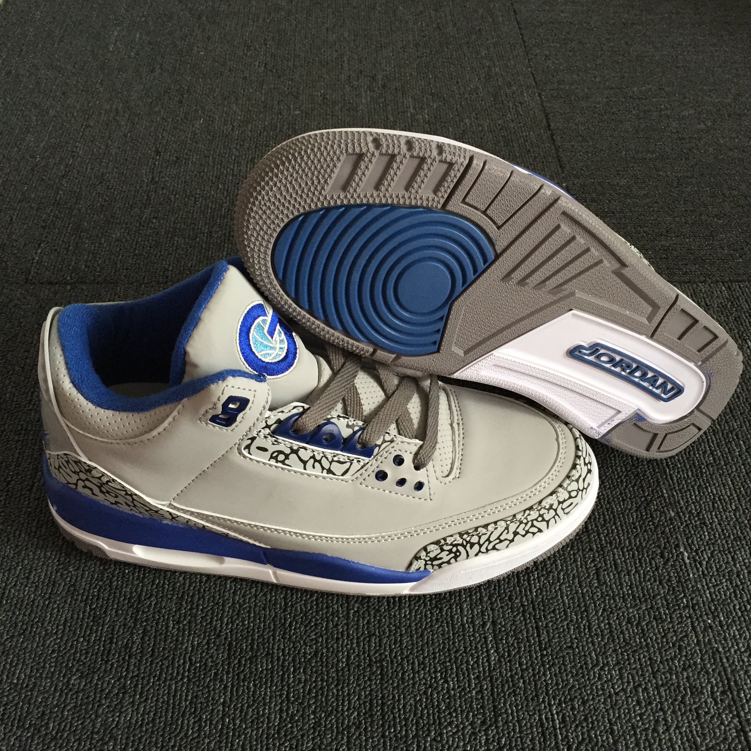 New Air Jordan 3 Retro Grey Blue Shoes